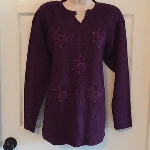 Vintage Jantzen Purple Sweater Tunic Size M